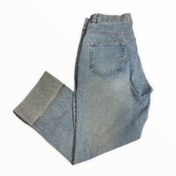 Vintage Lee Riveted Jeans boyfriend cropped cuffed high rise light wash size 8 - Picture 6 of 15